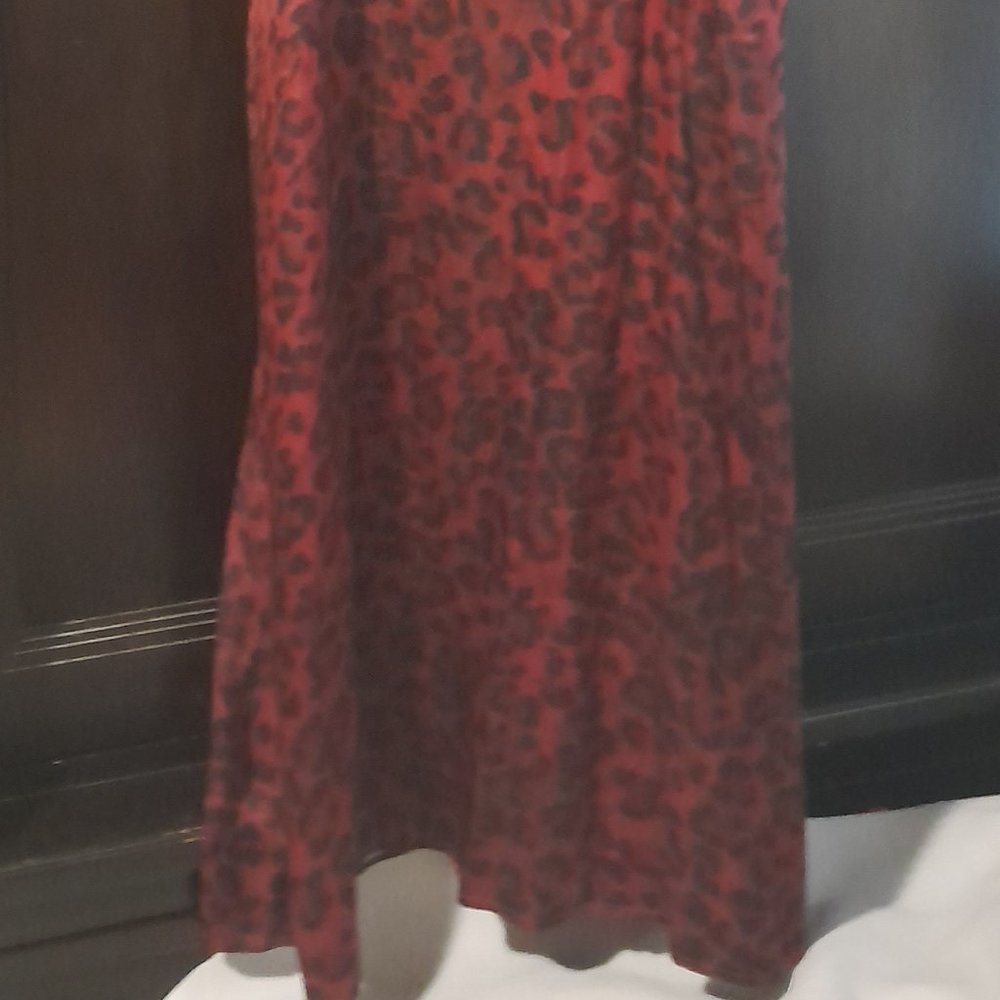 New Acrobat Maxi Silk slip dress Burgundy Red Brown Leopard Slit Spaghetti Strap - Picture 6 of 8